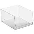 mDesign Wide Stackable Plastic Food Storage Organizer Bin Basket with Open Front for Household Kitchen Cabinets, Pantry, Offices, Closets, Bedrooms, Bathrooms - 10.2" Wide, 4 Pack - Clear - size: 12 x 10 x 6.25 (Pack of 4)