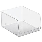 mDesign Wide Stackable Plastic Food Storage Organizer Bin Basket with Open Front for Household Kitchen Cabinets, Pantry, Offices, Closets, Bedrooms, Bathrooms - 10.2" Wide, 4 Pack - Clear - size: 12 x 10 x 6.25 (Pack of 4)