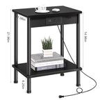 YUFAM End Table with Charging Station,Small Side Table,2-Tier Nightstand with Storage Shelf,Sofa Bedside Table for Small Spaces in Living Room,Bedroom,Office,Easy Assembly,Black - color: Black, style: 1pc With Plug