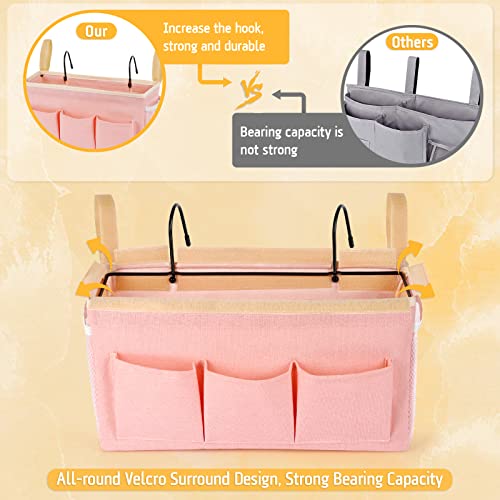 Lilithye Bedside Caddy Bedside Organizer Bedside Storage Caddy with Fixed Straps and Water Bottle Holder for Home College Dorm Bunk Bed Hospital Bed Crib Bed Rails (2pcs Pink) - color: 2pcs Pink