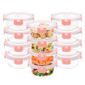 GULFLIN 12 Pack 13oz Small Glass Food Storage Containers with Lids Airtight, Leak-Proof Round Meal Prep Containers Set, Freezer to Microwave Safe, Dishwasher Safe - color: 13oz,Same Size - 12 Pack,Pink Set