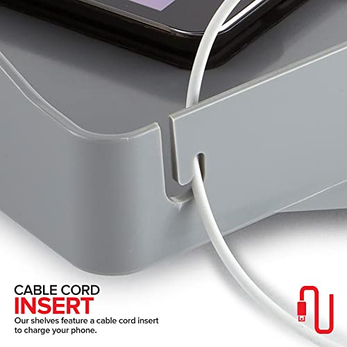Modern Innovations Bedside Shelf for Bed, College Dorm Room, Bunk Bed Shelf for Top Bunk, Clip On Nightstand Tray with Cord and Cup Holder, Bunkbed Caddy for Table Storage (Dark Gray) - color: Dark Gray, size: Large
