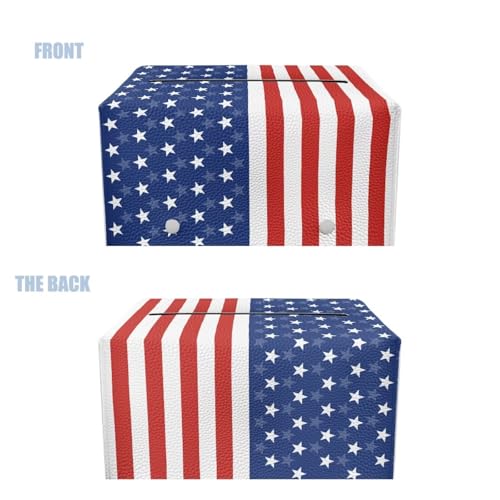 America 250 Print Tissue Box Cover, Rectangle Leather Tissue Cover Waterproof Tissues Holder Decorative Organizer with Fashion Prints Home Decor Items - color: America 250 Print 02