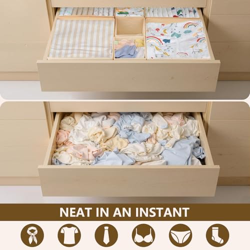Drawer Organizer Clothes, 16 Pack Dresser Organizer Bins, Foldable Closet Organizers and Storage Fabric Dresser Bins, Shallow Drawer Dividers for Clothing, Underwears, Socks, Tie - color: off-white