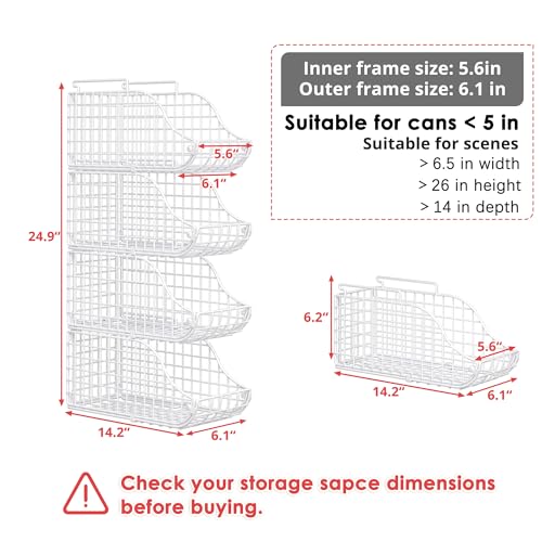 Can Storage Organizer Pantry, Stackable Kitchen Canned Food Holder With Handles, Can Organizer For Pantry Countertop Cabinet, Beverage Drink Pop Soda Can Dispenser Patent Pending (White, 4 Pack) - color: White, size: 4 Pack
