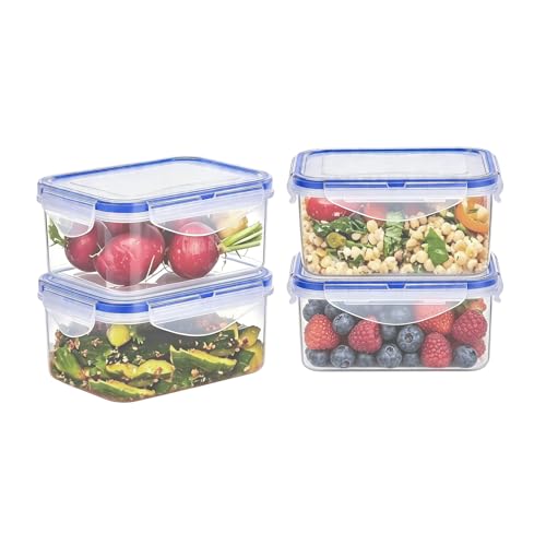 KIGI Food Storage Containers with Airtight Lids, Leak-Proof & Stackable, 4-Sided Locking lids, Ideal for Meal Prep, Snack, Fruit, Lunch & Leftovers, BPA-Free Plastic (2.48 Cup, 8-Piece) - size: 2.48 cup (8-Piece)