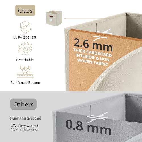 DECOMOMO Storage Bins, Cube Storage Bin with Labels, Fabric Storage Cubes for Shelves (10.5" x 11" / 2pcs, Beige) - color: Beige, size: Cube 11" / 2pcs