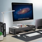meatanty 3 In 1 Monitor Stand Riser with 2 Drawers,1 Wireless Charging Module and 4 USB Ports,Metal Computer Stand Support Transfer Data & Charging,Desk Organizer for PC,iMac (21 inches) - size: Large, style: Wireless Charger Version