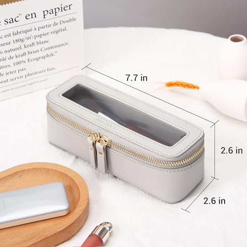 Aveniee Clear Makeup Brush Bag, Slim Brush Holder Cosmetic Case, Small Travel Toiletry Bag for Women, Thin Make up Bags with Zippers, Cute Travel Essentials Srorage Bag.Grey - color: Grey, style: Slim Elegance