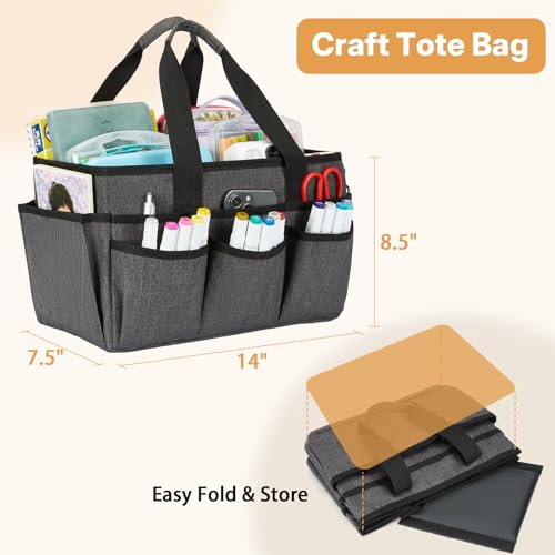 Craft Tote Bag, Art Organizer,Cleaning Supply Caddy, Carrying Bag with Handle for Multi-Purpose, Organizer Caddy for Pets (Gray) - color: Gray