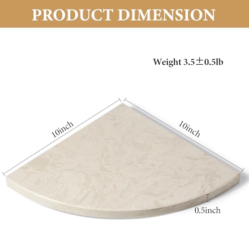 Koville 10'' Natural Marble Shower Corner Shelf for Bathroom, Wall Mounted Stone Corner Shower Caddy 1 Layer, No Drilling, Modern, Polished, Durable, Conical, Bathroom Storage - 1 Item - color: Khaki Rose, size: 1-Layer