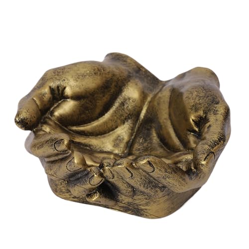 Sculpture Key Tray – hands bowl, carved dish | double hands shaped organizer tray, artistic entryway decor for keys, coinz, and accessories, ideal for entrance table, and daily essentiall - color: bronze-coloured