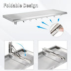 Concession Shelf Drop Down 18" x 48", Spliced Style Folding Concession Stand Shelf Commercial Grade Stainless Steel, Foldable Concession Shelves for Snack Bar, Food Cart, Movie Theater - size: 18" x 48"