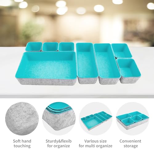 8pcs Drawer Organizers, Separators, Storage Box,Felt Storage Bins Inserts Tool Containers Toy Basket Shelf Cubes Foldable Drawer Dividers Desk Organisers- Blue&Grey - color: Blue&Grey