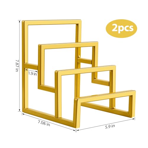 GRETJOB 2 Pack Wallet Display Stand, 3 Layer Metal Gold Purse Display Stand, Wallet & Purse Display Rack, Purse Organizer for Closet Handbag Purse Home Retail Store Boutique Supplies (Gold, 2 Pack)