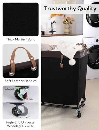 StorageWorks 320L Laundry Basket with Wheels, Extra Large Rolling Hampers for Clothing Organizer, Dirty Clothes Basket for Hote, Home, Closet, Dorm, Black - color: Black, size: 320L