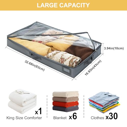 4-Inch Under Bed Storage Containers (3-Pack) | Sturdy Sidewalls | Clear Cover & Label Holder | Underbed Organizer for Crib/Couch | Stores Clothing/Blankets/Wrapping Paper/Toys - size: 4-Inch Height