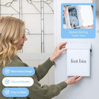 Magnetic Laundry Lint Bin for Dryer | Wall-Mounted Small Trash Can for Laundry Room | Includes Magnetic Hook & Lint Brush | Space-Saving Magnetic Laundry Trash Can | Matte White - color: Matte White