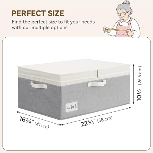 GRANNY SAYS Decorative Storage Boxes with Lid, Large Storage Bins with Double-Open Lid, Fabric Storage Basket for Clothes, 63L Closet Linen Storage Bin, White&Gray, 2-Pack - color: Dark Gray&Ivory, size: Extra Large - 2 Pack