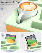 Couch Cup Holder Tray - Couch Organizer Caddy, Silicone Beach Caddy with Cup Holder, Sofa and Bed Drink Holder and Couch Tray Table for Snacks Beverage Remote (Green) - color: Green