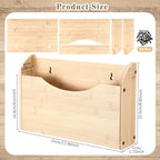 Suzile Wall Mounted File Holder Wood Magazine Holder Wall Hanging File Organizer for Office Mail Magazine Letter Paper Folder Organization (Wood Color)