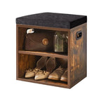 YMYNY Shoe Storage Bench with Cushion, 2 Tier Shoe Rack with Padded Seat, Adjustable Shoe Organizer Cabinet for Entryway, Living Room, Hallway, Closet, 15.4L*11W*16.54H, Rustic Brown, UHBD028H - color: Rustic Brown