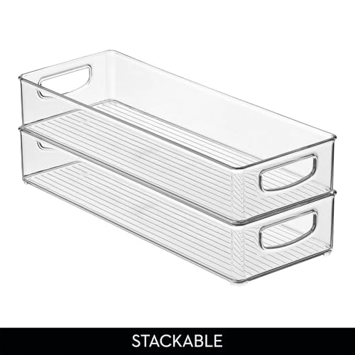 iDesign Slim Extra Long Clear Storage Bin, Narrow Stackable Organizer for Kitchen or Pantry - size: 16 x 6 x 3, style: Pack of 1
