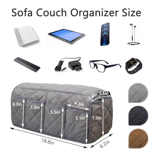 Remote Control Holder for Armchair, Armchair Caddy TV Remote Holder for Recline 14 Pockets, Non-Slip Remote Caddy Couch Caddy Organizer for TV Remote, Phone, Magazine (Grey) - color: Grey