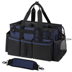 SCAVATA Wearable Cleaning Caddy, Cleaning Caddy Supplies Organizer with Handle & Shoulder Straps for Housekeepers, Under Sink & Car Cleaning Tool Organizers Bag with 4 Foldable Divider (NavyBlue) - color: NavyBlue