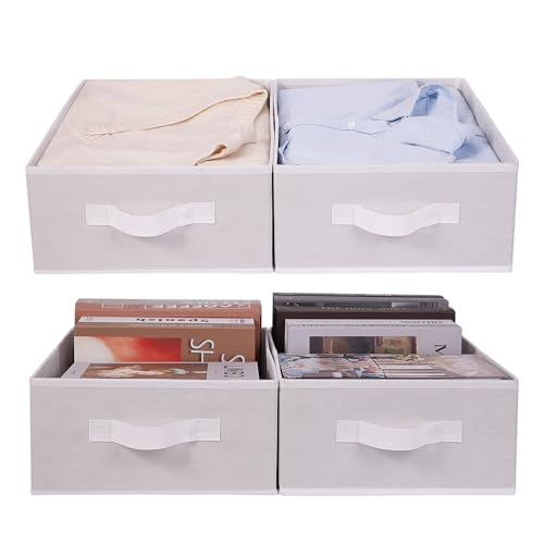 BOMKEE Clothings Collapsible Storage Bins, Foldable Organizers and Storage Baskets Cube Storage Bin for Bedroom Living Room (4 Pack) (White, 15.4x11.4x5.5inch) - color: White, size: 15.4x11.4x5.5inch