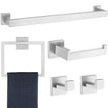 5 Piece Bathroom Hardware Accessories - Brushed Nickel, 24Inch Towel Racks, Stainless Steel Square Towel Bar Set, Wall Mounted - color: Brushed Nickel, size: 24" 5pcs