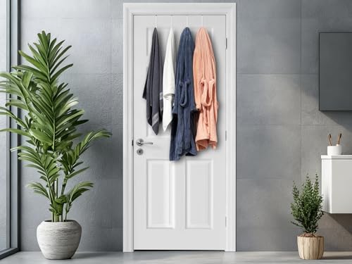 Mars-Rock Over The Door Metal Hooks with Plastic Coating 5.5" Fit 0.5" to 1 3/8" Door 8 Pcs Heavy Duty Single Towel Robe Rack Wreath Bathroom Shower Hanger Shoe Organizer Ironing Board Short White - color: G: WT 5.5" fit 0.5" to 1 3/8" door 8pcs