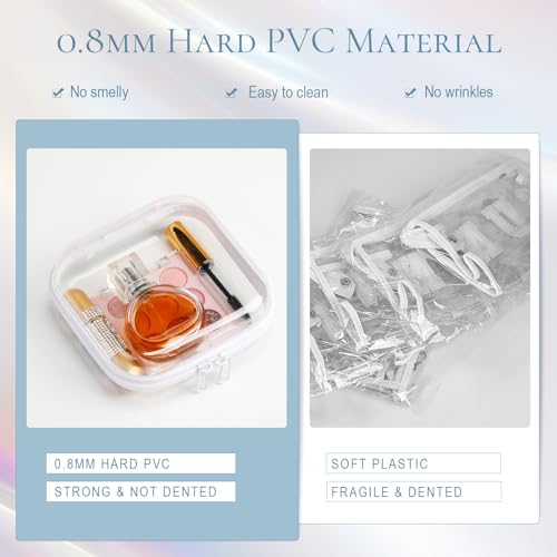 Sanwuta 6 Pcs Clear Hard Zipper Case Plastic Zipper Pouches Transparent Makeup Bag Pencil Case Pouches Toiletry Diaper Bag for Travel Toy Storage Organizer Bins(White,5 x 5 x 2 Inch) - color: White, size: 5 x 5 x 2 Inch