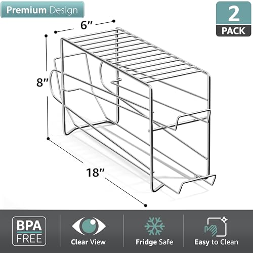 Sorbus Soda Can Rack Beverage Dispenser 12 Can Dispenser Organizer for Refrigerator (2 Pack, Silver) - color: Silver, size: 2 Pack