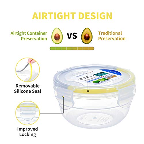 KIGI Small Plastic Bowls with Lid, Leakproof Round Food Storage Container Set for Meal Prep, Snack & Lunch, 4-Sided Locking Lid, Airtight, 10 oz / 1.25 Cup, 12 Piece Set - size: 1.25 cup (12 Piece) B