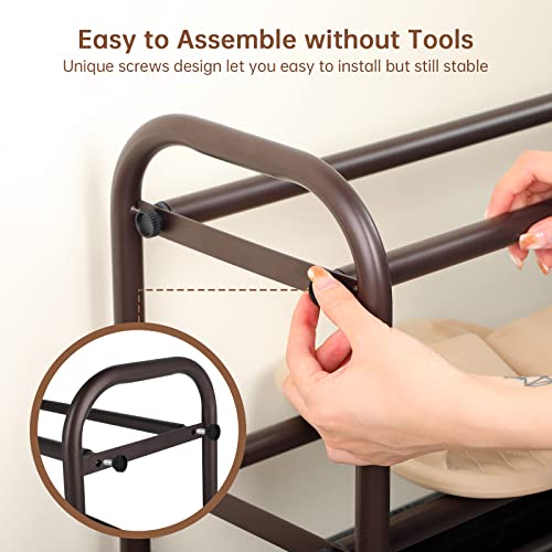 Gonfoam 4-Tier Expandable Shoe Rack,Adjustable Shoe Shelf Storage Organizer Heavy Duty Metal Free Standing Shoe Rack for Entryway Closet Doorway (Bronze) - color: Bronze, size: 4 Tier