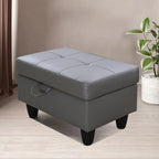 Ottoman Storage Ottoman Bench Faux Leather Footrest Footstool with Hinged Lid for Living Room, Bedroom, Entryway, Dark Grey, 28.5"X19"X17.5" - color: Dark Grey