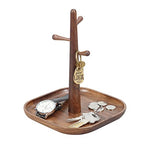 3 Tiers Wooden Key Holder with Tray,Wood Decorative Organizer in Entryway for Keys, Wallet and Small Stuff, Jewelry Hanging Stand Display on Dresser (Walnut) (3 Tiers)