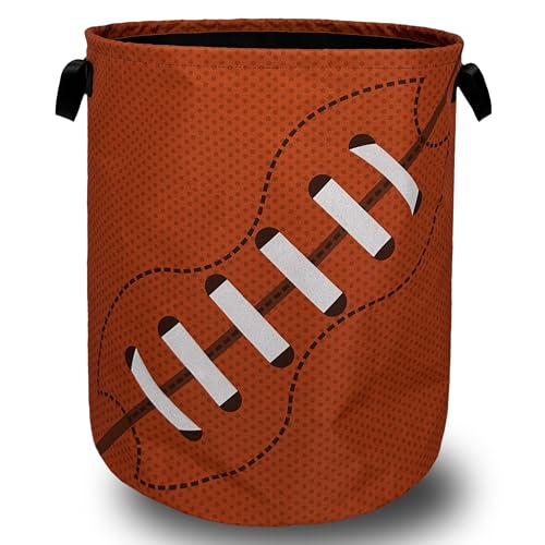 Football Laundry Basket Foldable With Handles American Ball Tote Bag Oxford Cloth Funny Laundry Hamper Clothes Storage Bucket Toy Organizer For Bathroom/Laundry/Bedroom 18.9" x 16.5 " - color: Football American Balls Printed