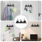 Key Holder Wall Mounted with Screws and Anchors, Black Multifunctional Key Hanger with 8 Hooks, Entryway Front Door Kitchen Hallway Garage Office - color: 3 Cats Black