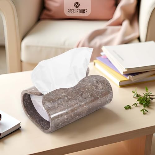 Marble Tissue Box Cover 7.5 Inch Handmade Tissue Box Holder Rectangle for Modern Bathroom Decor & Home Organizer - Decorative Facial Tissues Boxes Holder for Bedroom & Living Room - color: Oceanic