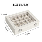 Vicoter Velvet Jewelry Box 24 Grid Jewelry Ring Display Organiser Box Tray Holder Earrings Storage Case for Girls Wife Mom Women (Beige) - color: Beige