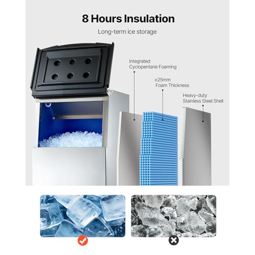 VEVOR Ice Storage Bin, 250LBS Capacity Ice-Bin, Stainless Steel Ice Storage Bins with Filter and Adjustable Anti-Slip Rubber Feet, Suitable for Restaurant Hotel and Beverage Shops