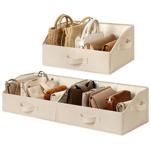 GRANNY SAYS Closet Shelf Baskets, Storage for Purses, Trapezoid Closet Storage Bins, Closet Organizers and Storage for Shelves, Clothes, Toys, Towels, Khaki, 3-Pack - color: Khaki, size: 16½"L x 11"W x 7¾"H