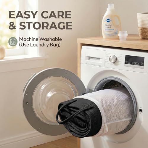 JMvicyroam 65L Extra Large Blanket Basket for Living Room - Woven Cotton Rope Laundry Hamper with Reinforced Handles - Storage Bin for Pillows, Comforters & Toys - Machine Washable,Black - color: Black, size: 65L