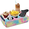 Couch Cup Holder Pillow, 5 Hole Couch Drink Holder! Keep Drinks Hand Side and Keep Temp, Prevent Spills and Use Anywhere. Cup Holder for Couch, Bed, Camping, RV, Car, Beach. Pink Blue Yellow - color: Pink Blue Yellow