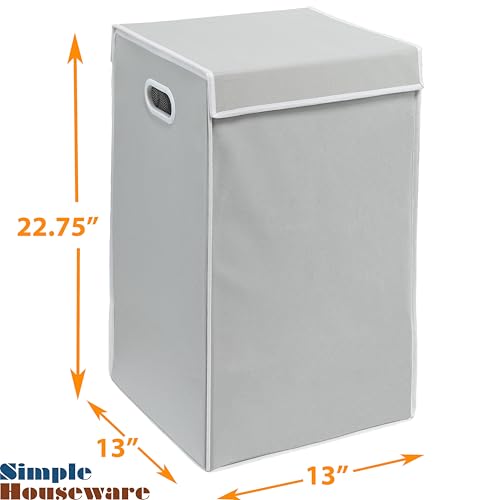Simple Houseware Foldable Laundry Hamper Basket with Lid and Removable Bag, Gray - color: Grey