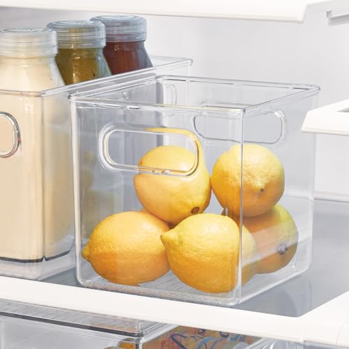 iDesign Storage Bin with Handles - Cube Organizer Bin for Pantry, Set of 4, Clear, Made in USA - style: Pack of 4