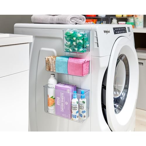 iDesign Magnetic Medium Clear Plastic Organizer Bins for Laundry Room Storage - size: Medium, style: Pack of 1