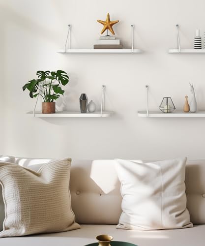 Afuly White Shelves for Wall, Floating Shelf Bathroom, Wall Mounted Shelves for Bedroom Living Room, Over Toilet Storage Display Organizer Modern Home Decor, 16inch Set of 2 - color: White, size: 5.7"D x 16.5"W